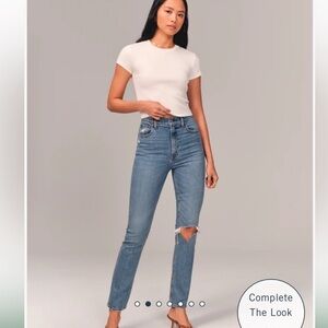 NWT Abercrombie & Fitch 90s slim straight distressed high rise jeans 35/20s
